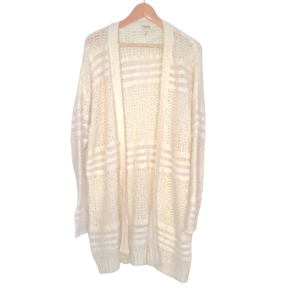 Roxy Sweaters - ROXY White Knit Boho Open Cardigan Size Large Acrylic, Wool, Nylon blend